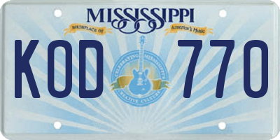 MS license plate KOD770
