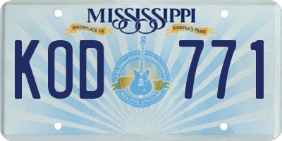 MS license plate KOD771