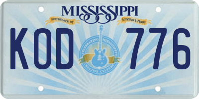 MS license plate KOD776