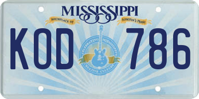 MS license plate KOD786