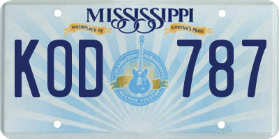 MS license plate KOD787