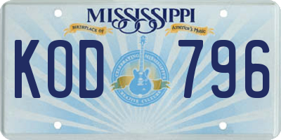 MS license plate KOD796