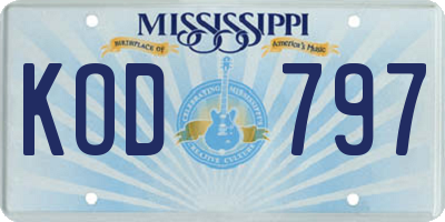 MS license plate KOD797