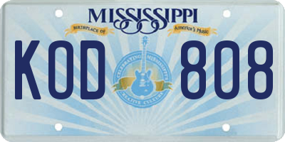 MS license plate KOD808