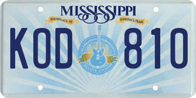 MS license plate KOD810
