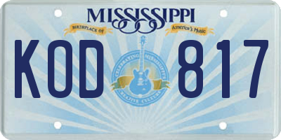 MS license plate KOD817