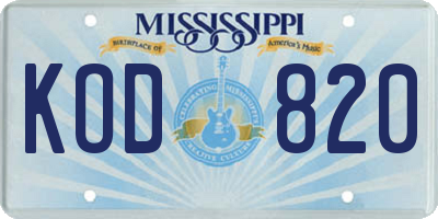 MS license plate KOD820