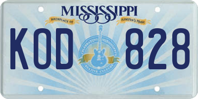 MS license plate KOD828