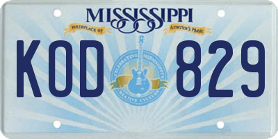 MS license plate KOD829