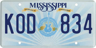 MS license plate KOD834