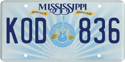MS license plate KOD836