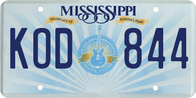 MS license plate KOD844