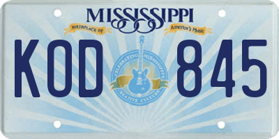 MS license plate KOD845