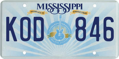 MS license plate KOD846