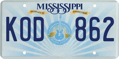 MS license plate KOD862