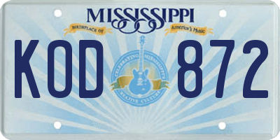 MS license plate KOD872