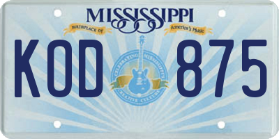 MS license plate KOD875