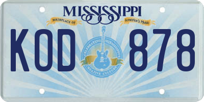 MS license plate KOD878