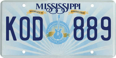 MS license plate KOD889