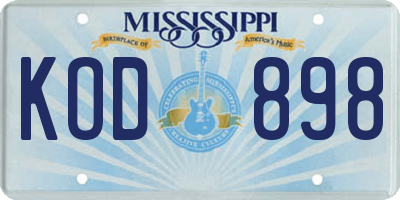 MS license plate KOD898