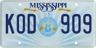 MS license plate KOD909