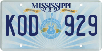 MS license plate KOD929