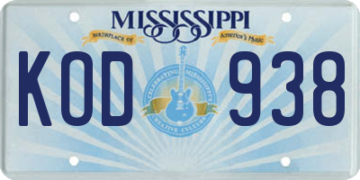 MS license plate KOD938