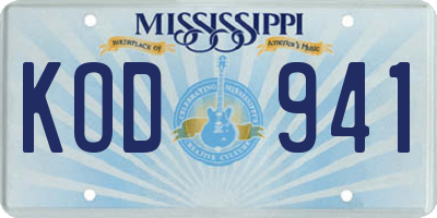 MS license plate KOD941