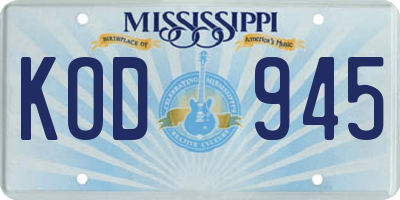 MS license plate KOD945