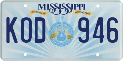 MS license plate KOD946