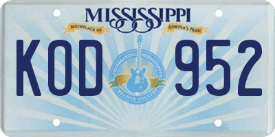 MS license plate KOD952