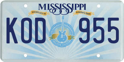 MS license plate KOD955