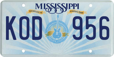 MS license plate KOD956