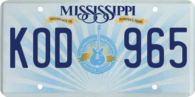 MS license plate KOD965