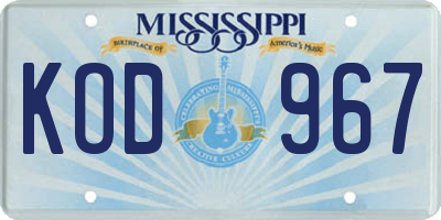 MS license plate KOD967