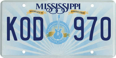 MS license plate KOD970