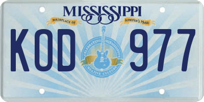 MS license plate KOD977