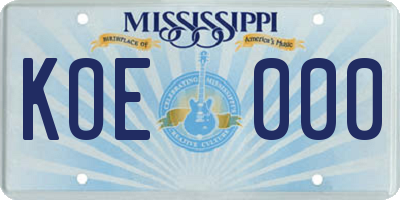 MS license plate KOE000