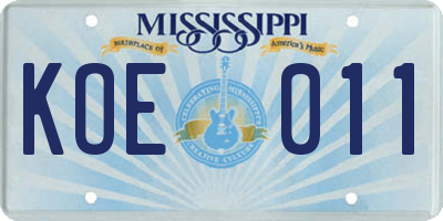 MS license plate KOE011