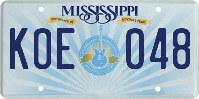 MS license plate KOE048