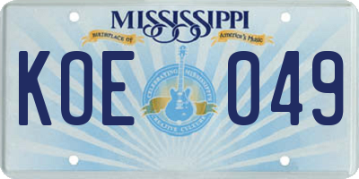 MS license plate KOE049