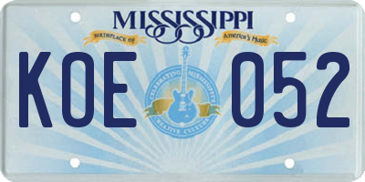 MS license plate KOE052