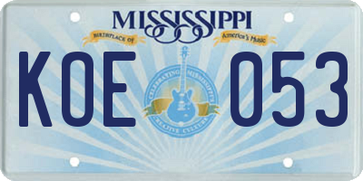 MS license plate KOE053