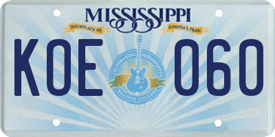 MS license plate KOE060