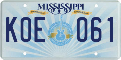 MS license plate KOE061