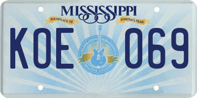 MS license plate KOE069