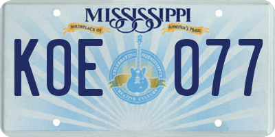 MS license plate KOE077