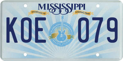 MS license plate KOE079