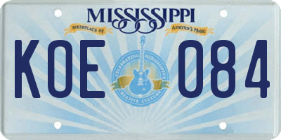 MS license plate KOE084