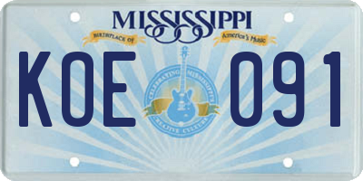 MS license plate KOE091